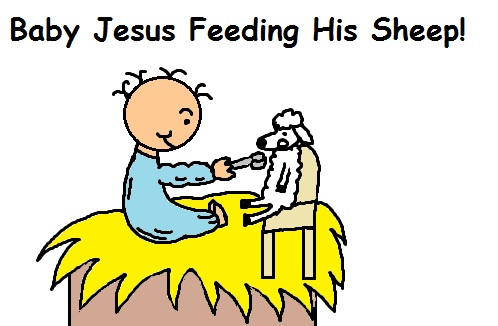 Baby Jesus and His Sheep Clipart